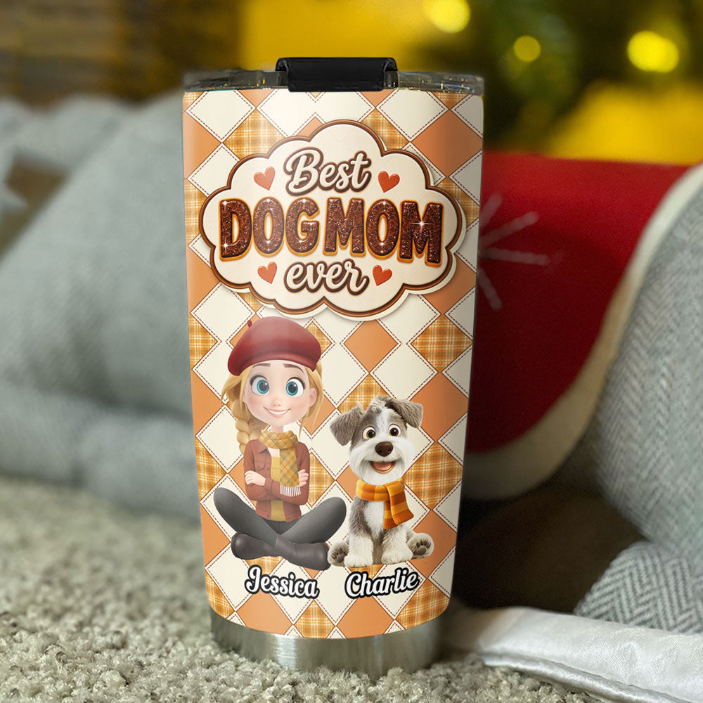 Custom Christmas Birthday Gifts For Dog Lovers • Lucky Dog Mom - Personalized 3D Effect Tumbler
