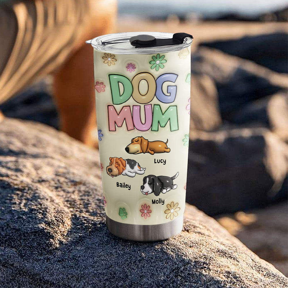 Custom Mother's day Birthday Gifts For Dog Mom, Dog Lovers • Best Fur Mom Ever - Personalized 3D Inflated Effect Tumbler