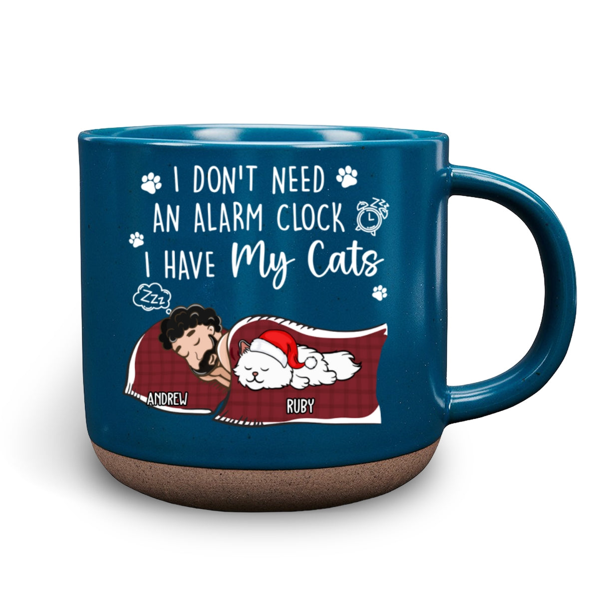 Custom Mother's day Birthday Gifts For Cat Mom, Cat Lovers • My Cat Alarm Clock - Personalized Pottery Mug