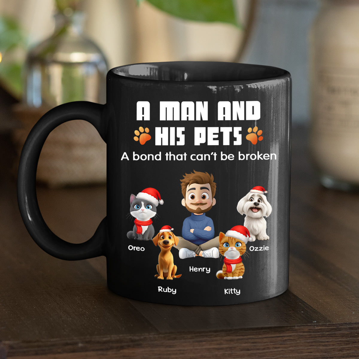Custom Christmas Birthday Gifts For Dog Lovers • Human And Their Pet Cartoon Christmas - Personalized Coffee Mug