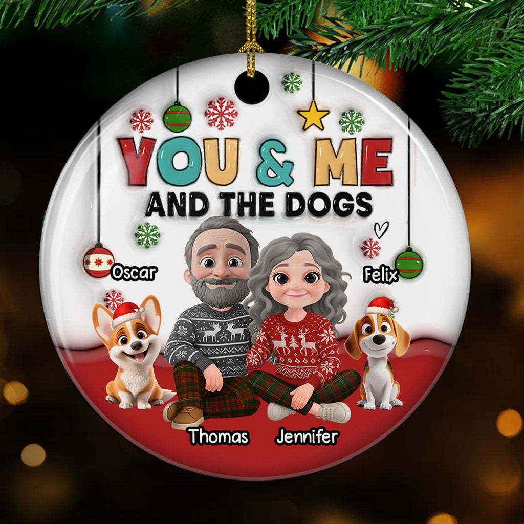 Custom Christmas Decor Home Birthday Gifts For Dog Lovers • Our Holiday With Lovely Dog - Personalized 3D Inflated Effect Ceramic Ornament