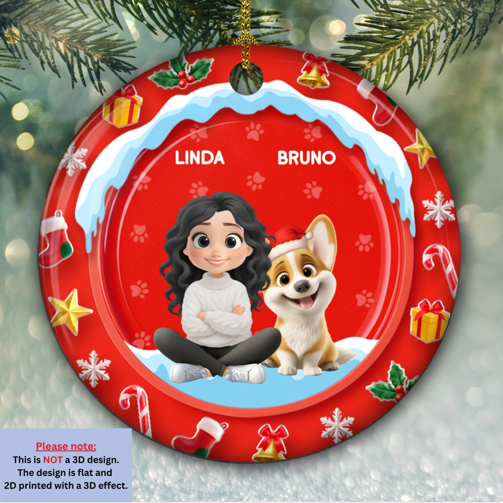 Custom Christmas Decor Home Birthday Gifts For Dog Mom, Dog Lovers • Under The Mistletoe - Personalized 3D Effect Ceramic Ornament