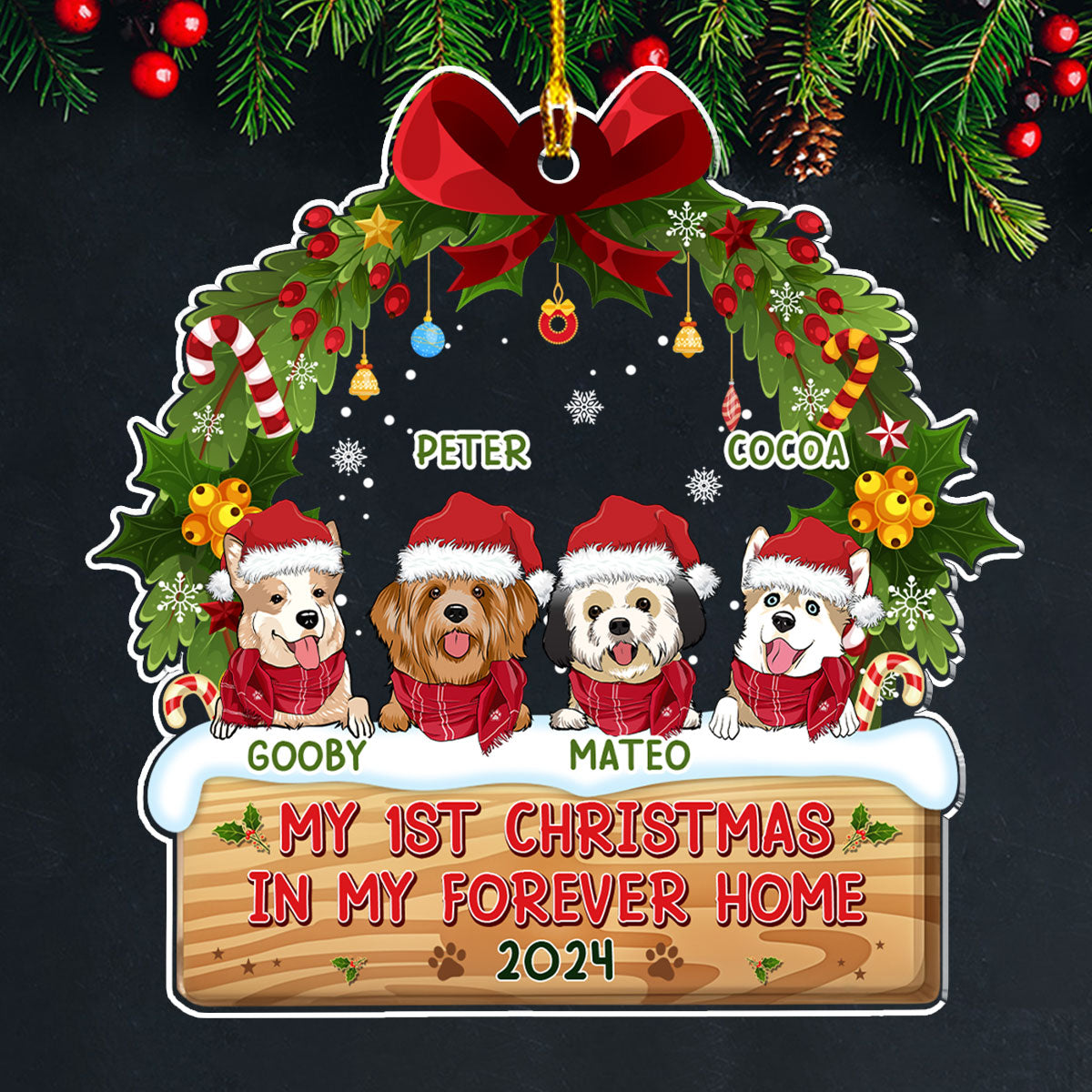 1st Christmas In Forever Home - Personalized Acrylic Ornament