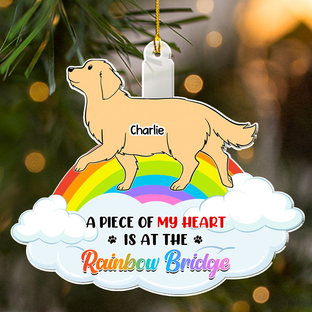 Custom Christmas Memorial Sympathy Gifts For Dogs, Cats • Piece Of Dog Mom - Personalized Acrylic Ornament