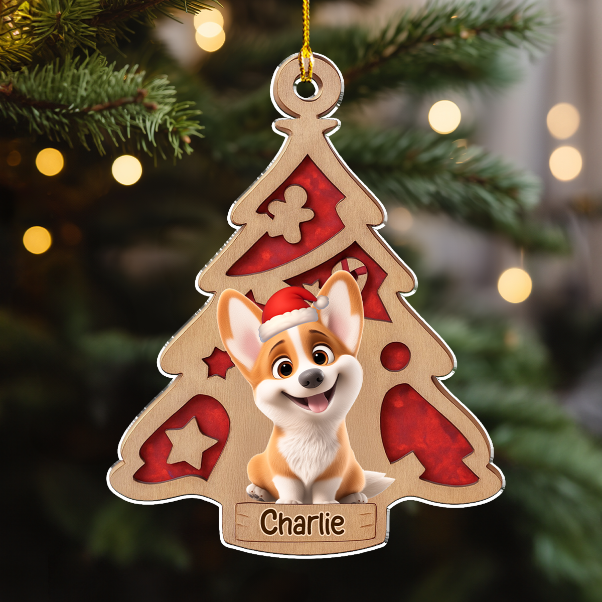 Custom Christmas Decor Home Birthday Gifts For Dog Mom, Dog Lovers • Cute Dog Christmas Tree - Personalized Acrylic Ornament