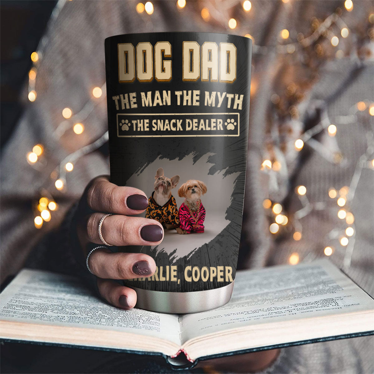 Custom Photo Father's day Birthday Gifts For Dog Dad, Dog Lovers • The Snack Dealer Dog Dad Photo - Personalized Tumbler