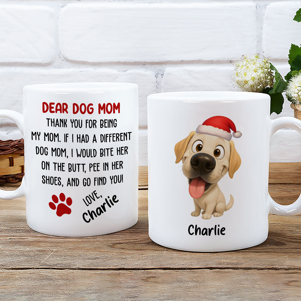 Custom Christmas Birthday Gifts For Dog Mom, Dog Lovers • Dear Dog Mom - Personalized Coffee Mug