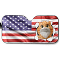 Custom Christmas Birthday Gifts Car Accessories for Cat Parents • God Bless My America - Personalized Car Sunshade