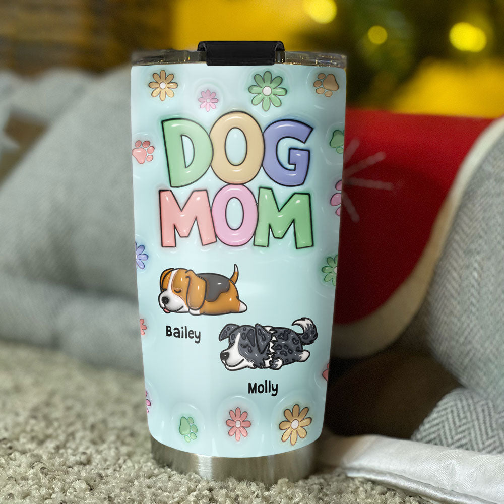 Custom Mother's day Birthday Gifts For Dog Mom, Dog Lovers • Best Fur Mom Ever - Personalized 3D Inflated Effect Tumbler