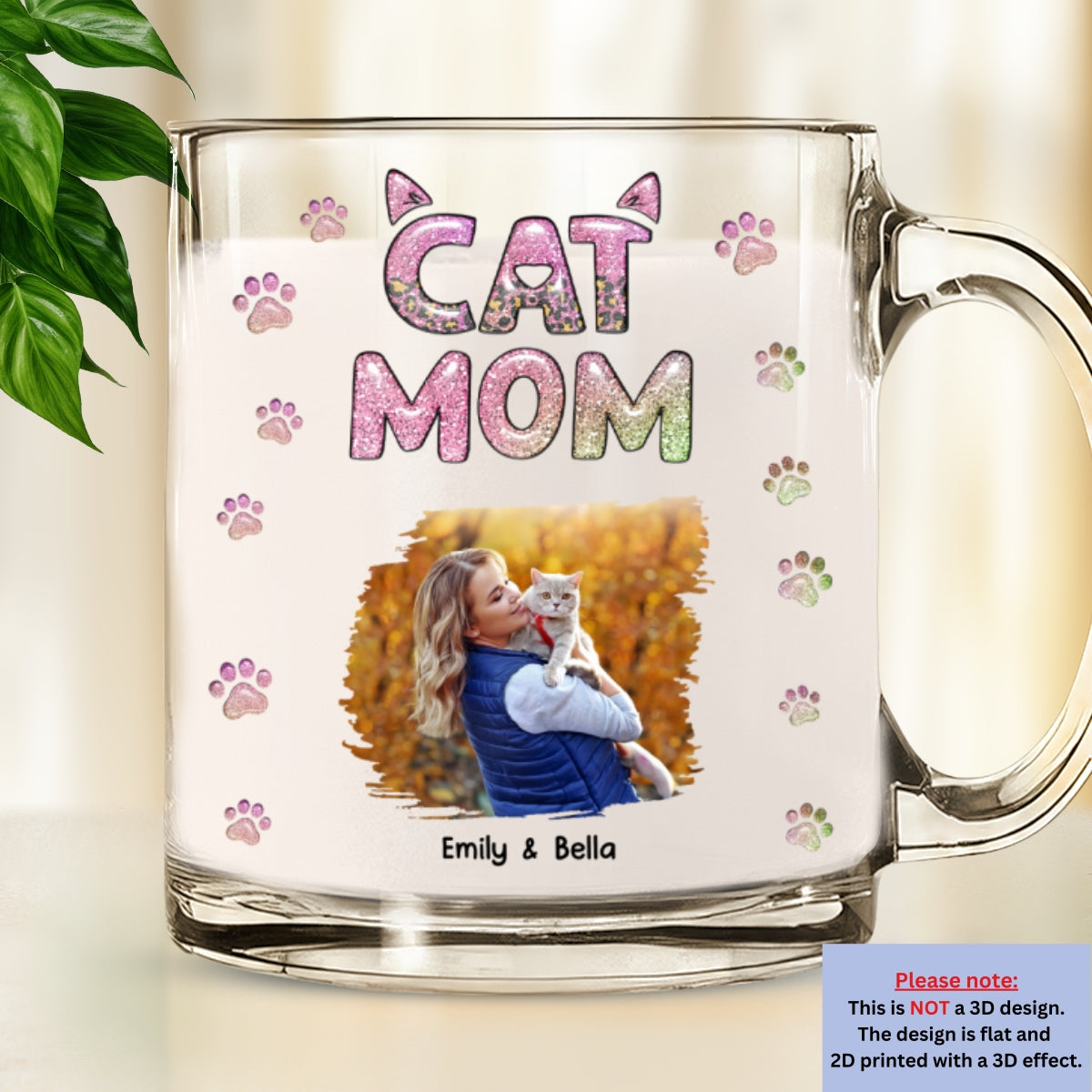 Custom Photo Christmas Birthday Gifts For Dog Mom, Dog Lovers • Cat Mom Lovely Chibi Version Photo - Personalized 3D Inflated Effect Glass Mug