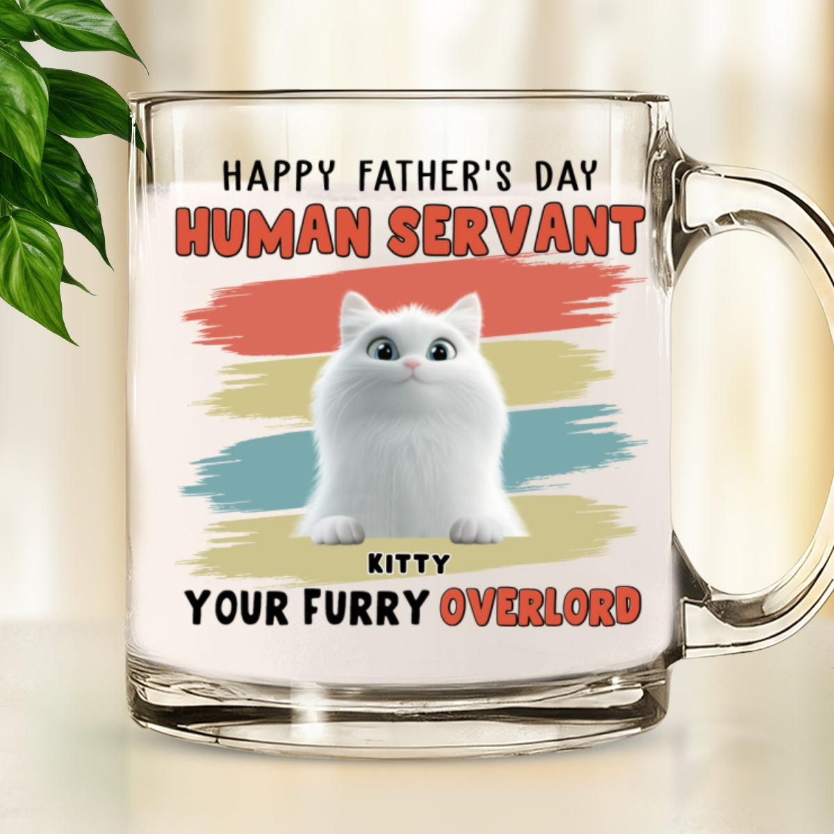 Custom Father's day Birthday Gifts For Cat Dad, Cat Lovers • Your Furry Overlords - Personalized Glass Mug