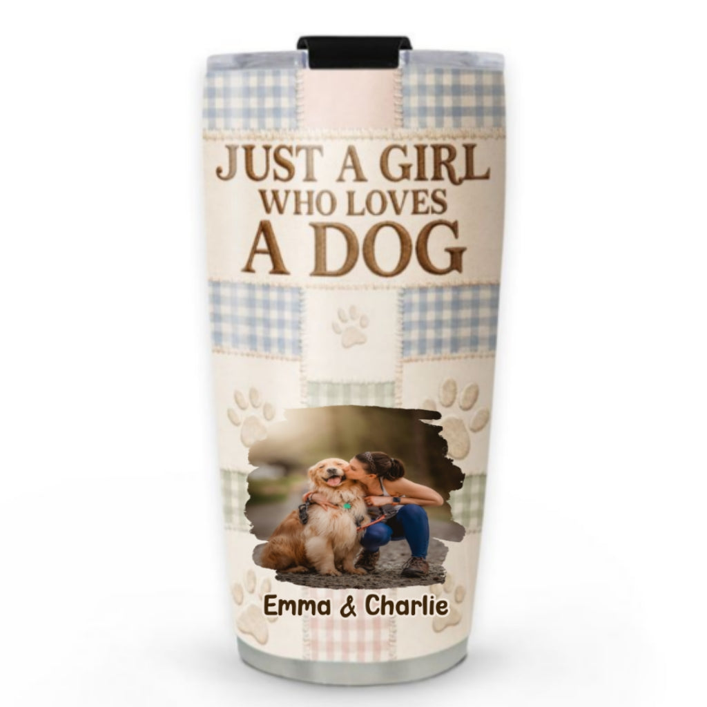 Custom Photo Christmas Birthday Gifts For Dog Mom, Dog Lovers • Just A Girl With Her Dogs Photo -Personalized 3D Effect Tumbler