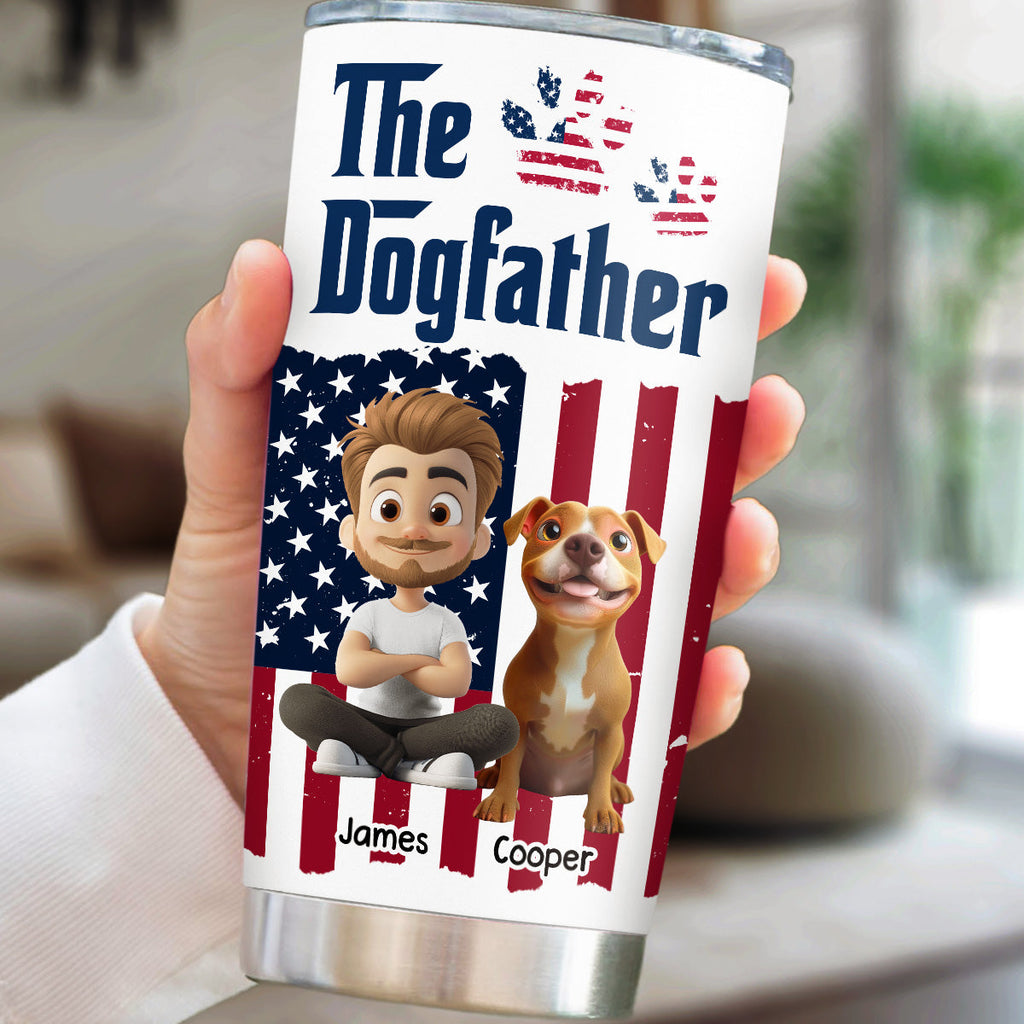 Custom Christmas Birthday Gifts For Dog Dad, Dog Lovers • American Handsome Dog Father - Personalized Tumbler
