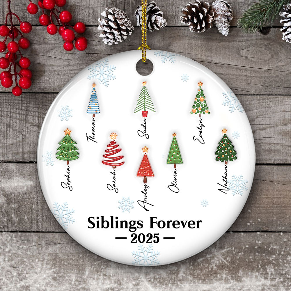 Friends Forever Tree Names - Personalized 3D Inflated Effect Ceramic Ornament