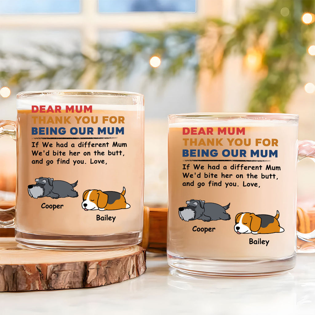 Custom Christmas Birthday Gifts For Dog Lovers • Bite On The Butt - Personalized Glass Mug