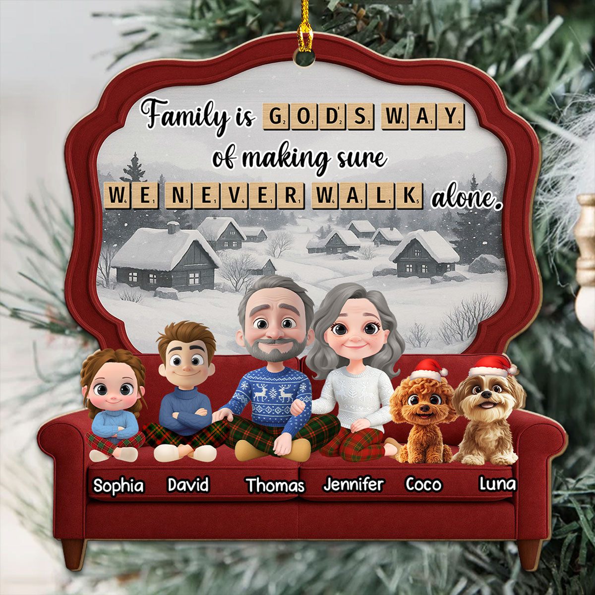 Custom Christmas Decor Home Birthday Gifts For Cat Lovers • Family Is Where Love Grows - Personalized 3D Effect Wood Ornament