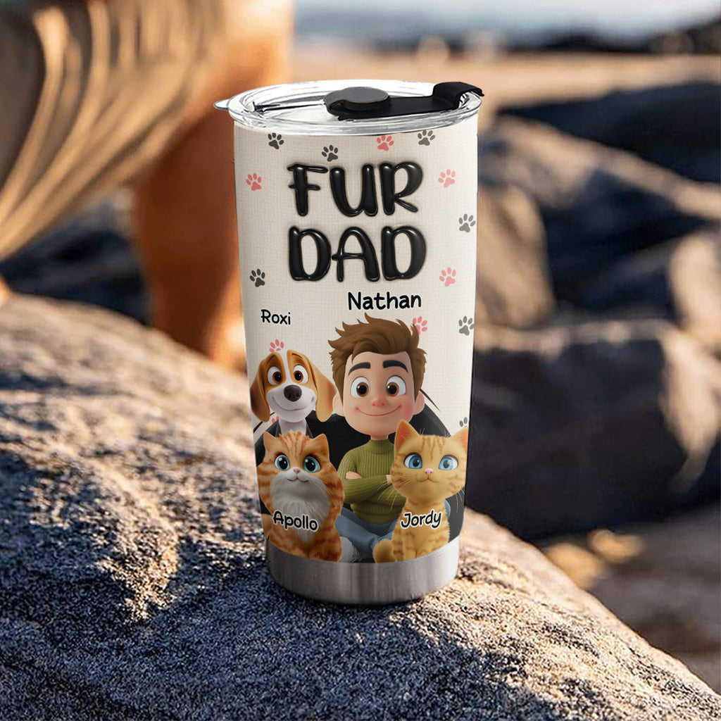 Custom Christmas Birthday Gifts For Pet Dad, Pet Lovers • Dad Love Pet The Most - Personalized 3D Inflated Effect Tumbler