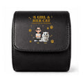 A Girl And Her Cat - Personalized Leather Watch Case