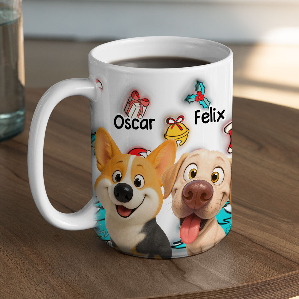Custom Christmas Birthday Gifts For Dog Mom, Dog Lovers • Santa Is Coming - Personalized 3D Inflated Effect Mug