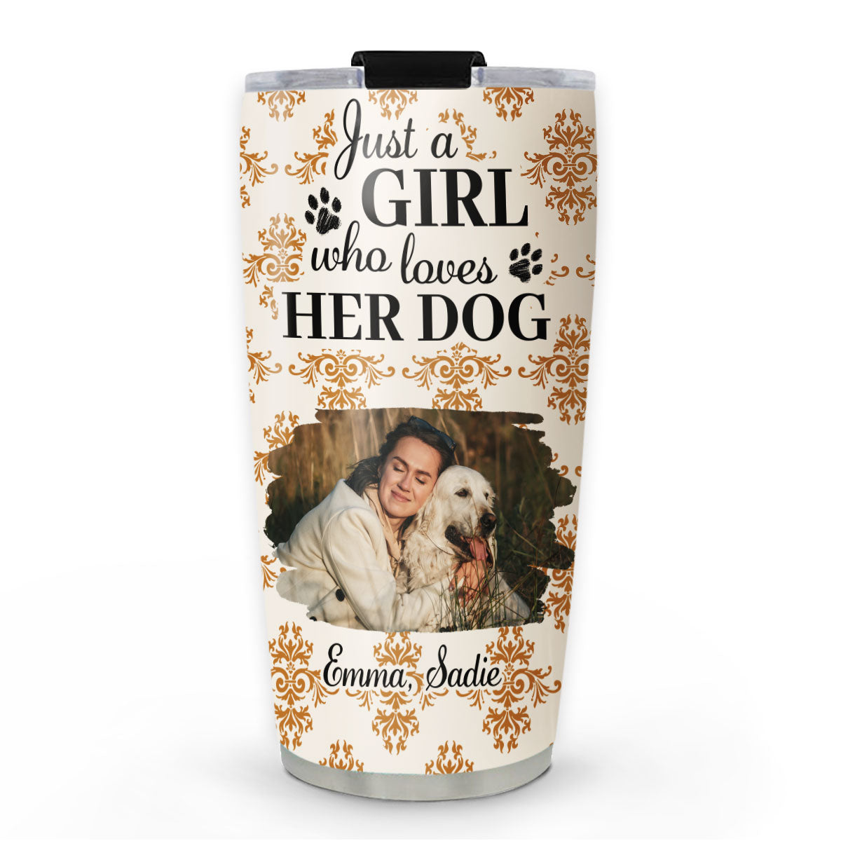 Custom Photo Christmas Birthday Gifts For Dog Mom, Dog Lovers • Just A Girl Who Loves Storybook Dog Photo - Personalized Tumbler