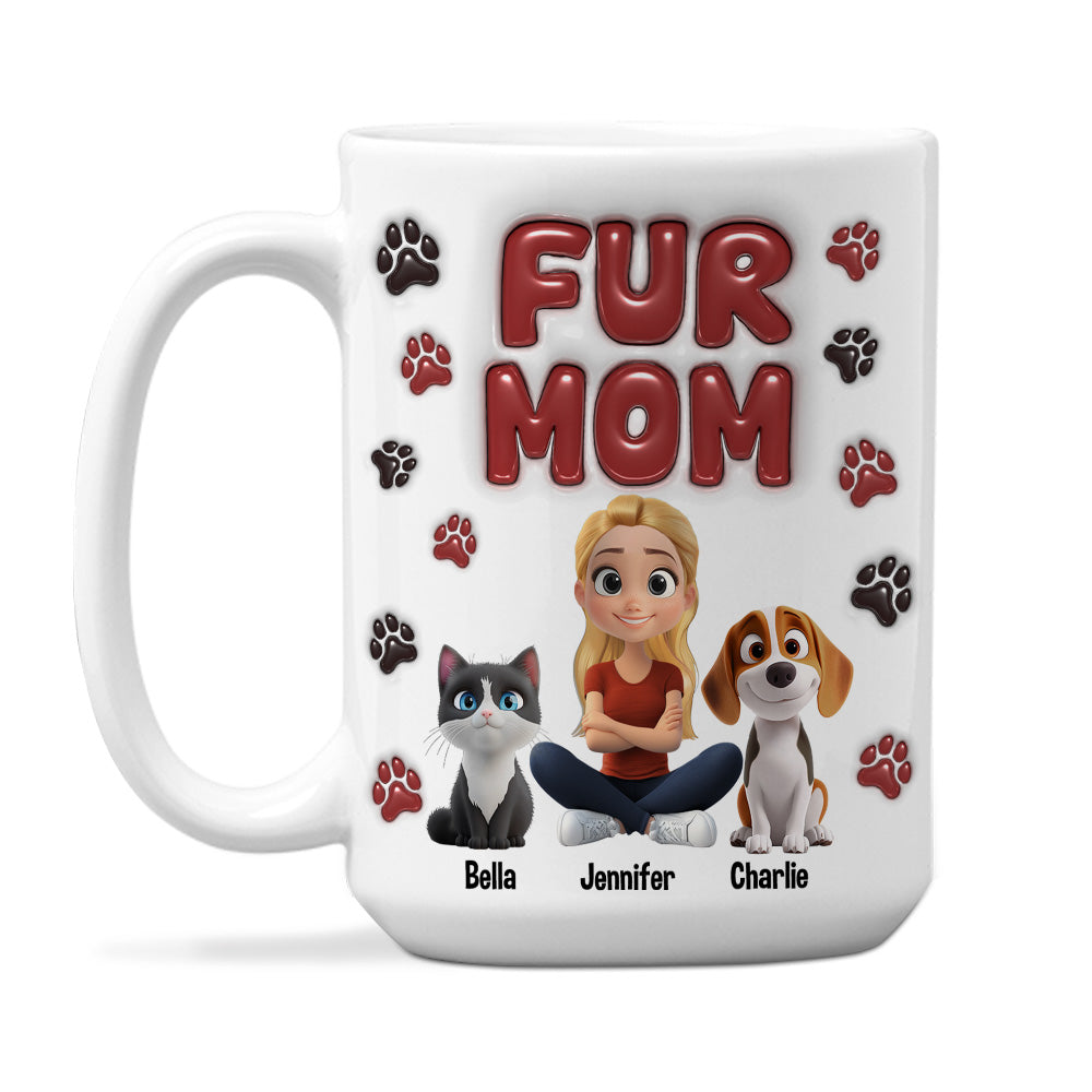 Custom Christmas Birthday Gifts For Dog Mom, Dog Lovers • Lovely Fur Mama - Personalized 3D Inflated Effect Mug