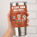 Custom Christmas Birthday Gifts For Pet Lovers • Human And Their Pet Cartoon Christmas - Personalized Leather Tumbler