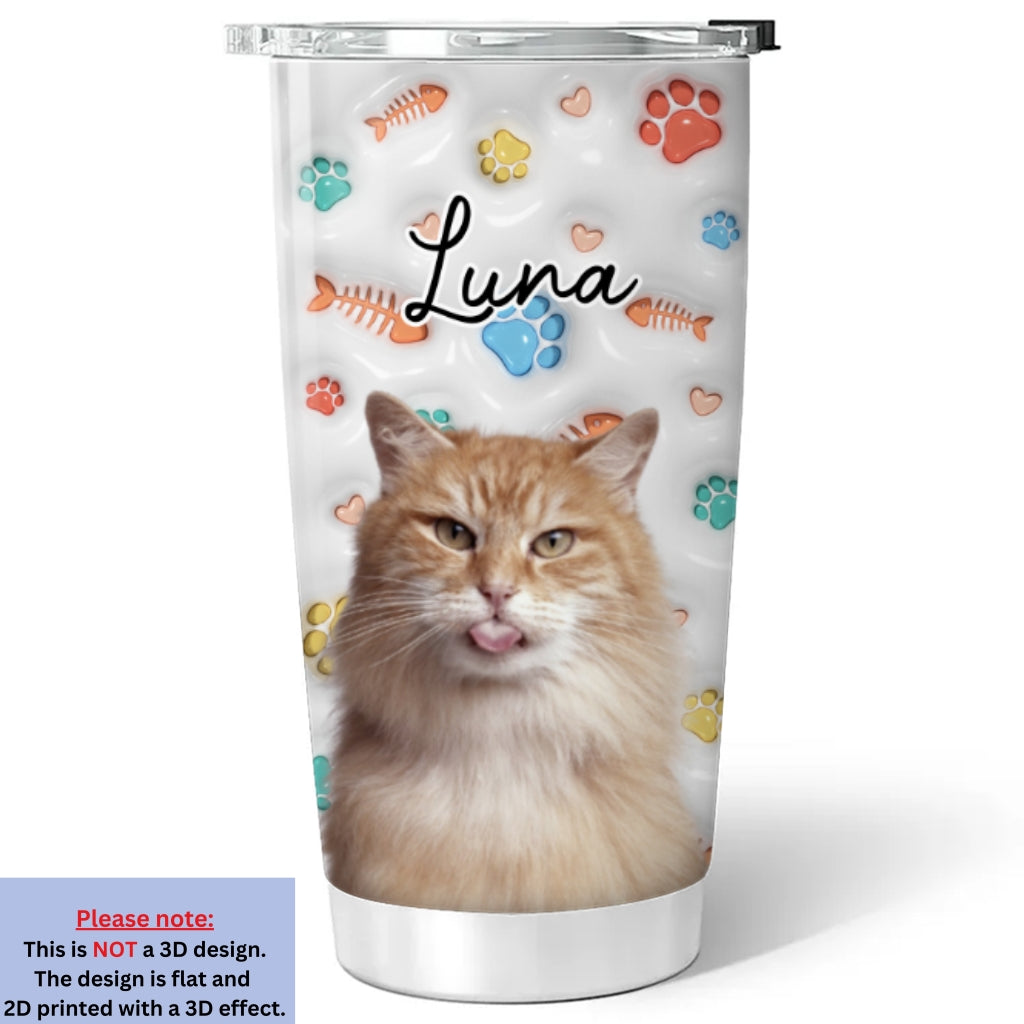 Custom Photo Christmas Birthday Gifts For Cat Lovers • Cute Cat Baby Photo - Personalized 3D Inflated Effect Tumbler