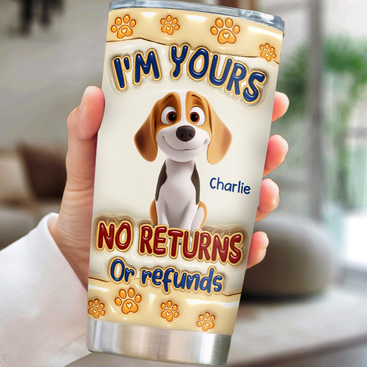 Custom Mother's day Birthday Gifts For Dog Mom, Dog Lovers • No Returns Or Refunds - Personalized 3D Inflated Effect Tumbler