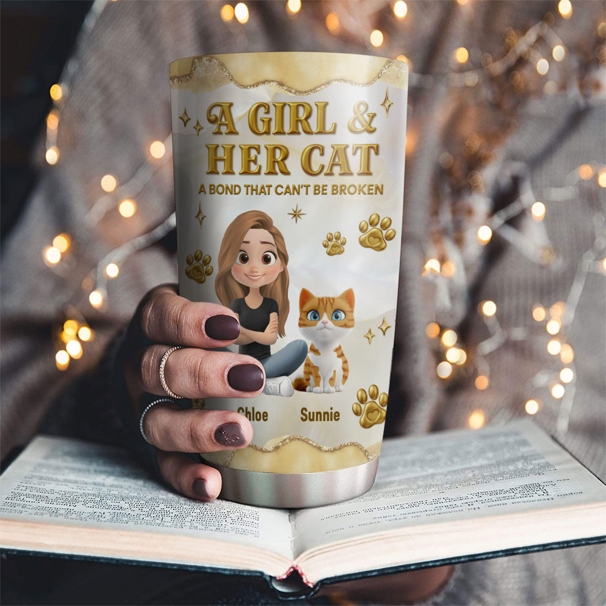 Custom Christmas Birthday Gifts For Pet Mom, Pet Lovers • Girl And Pet Yellow - Personalized 3D Effect Tumbler