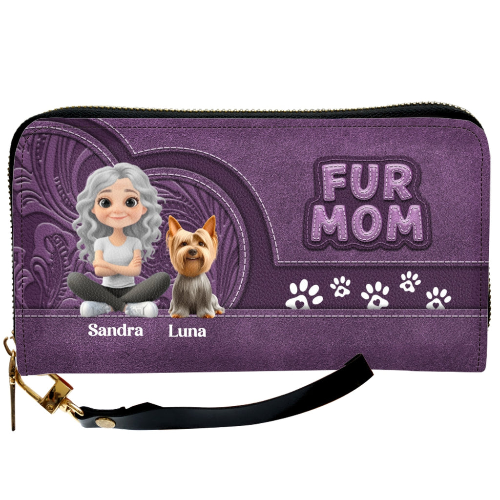 Chibi Cartoon Pet Mom - Personalized Leather Wallet