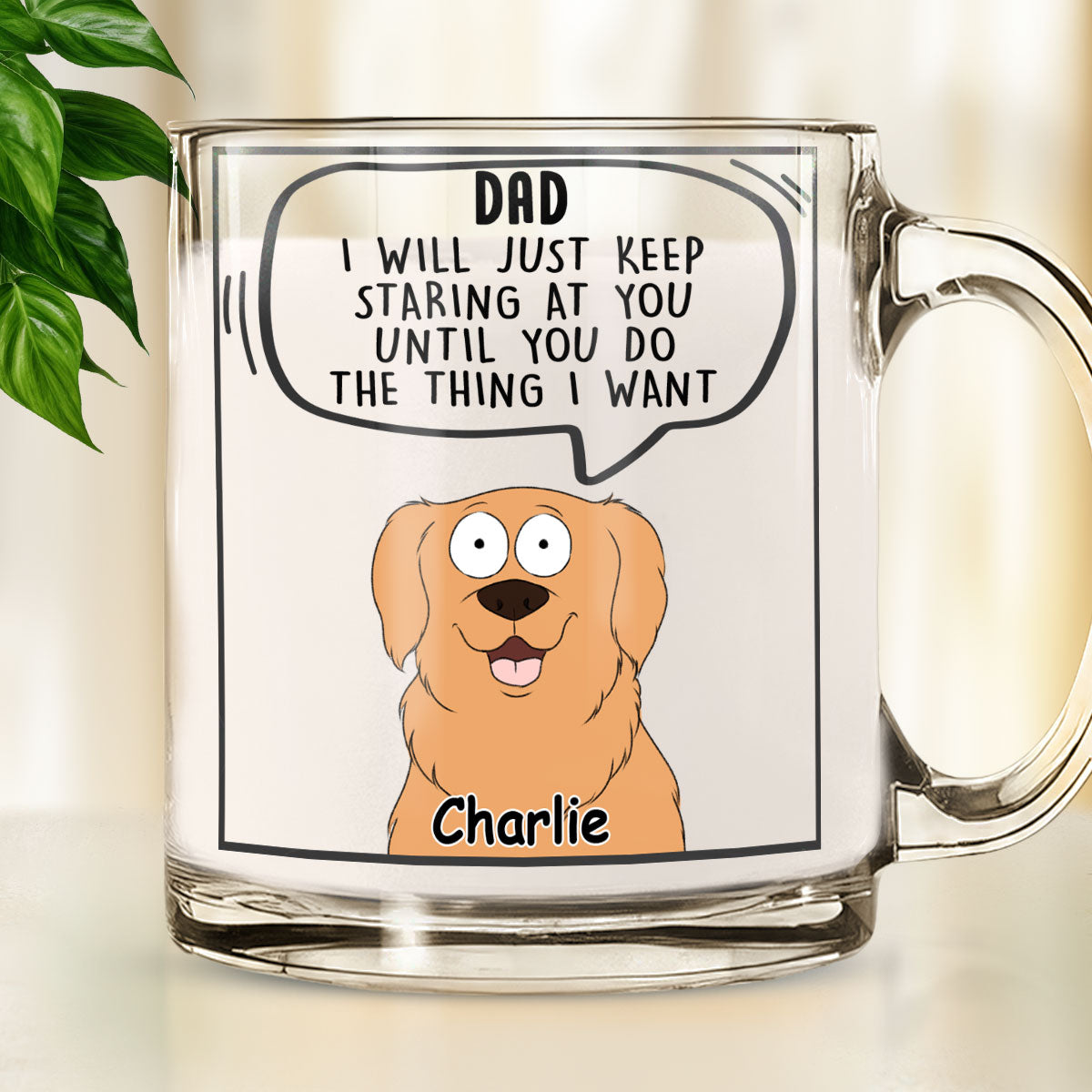 Custom Christmas Birthday Gifts For Dog Lovers • I Will Keep Staring At You - Personalized Glass Mug