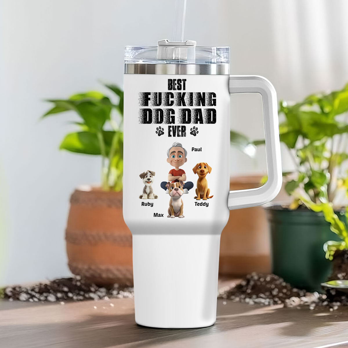 Custom Father's day Birthday Gifts For Dog Dad, Dog Lovers • Best Dad Ever - Personalized Tumbler