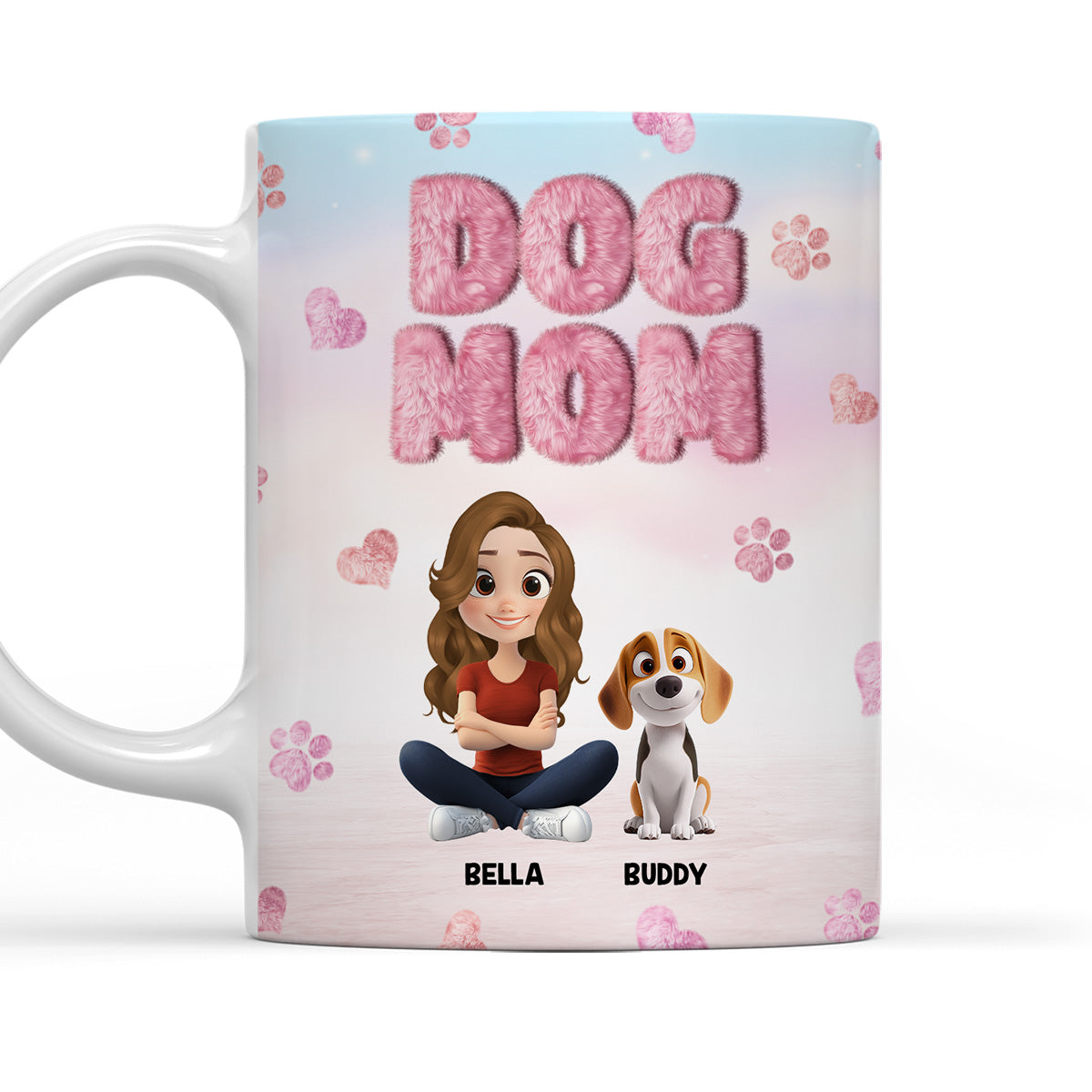 Custom Christmas Birthday Gifts For Dog Mom, Dog Lovers • Fluffy Dog Mom - Personalized 3D Inflated Effect Mug