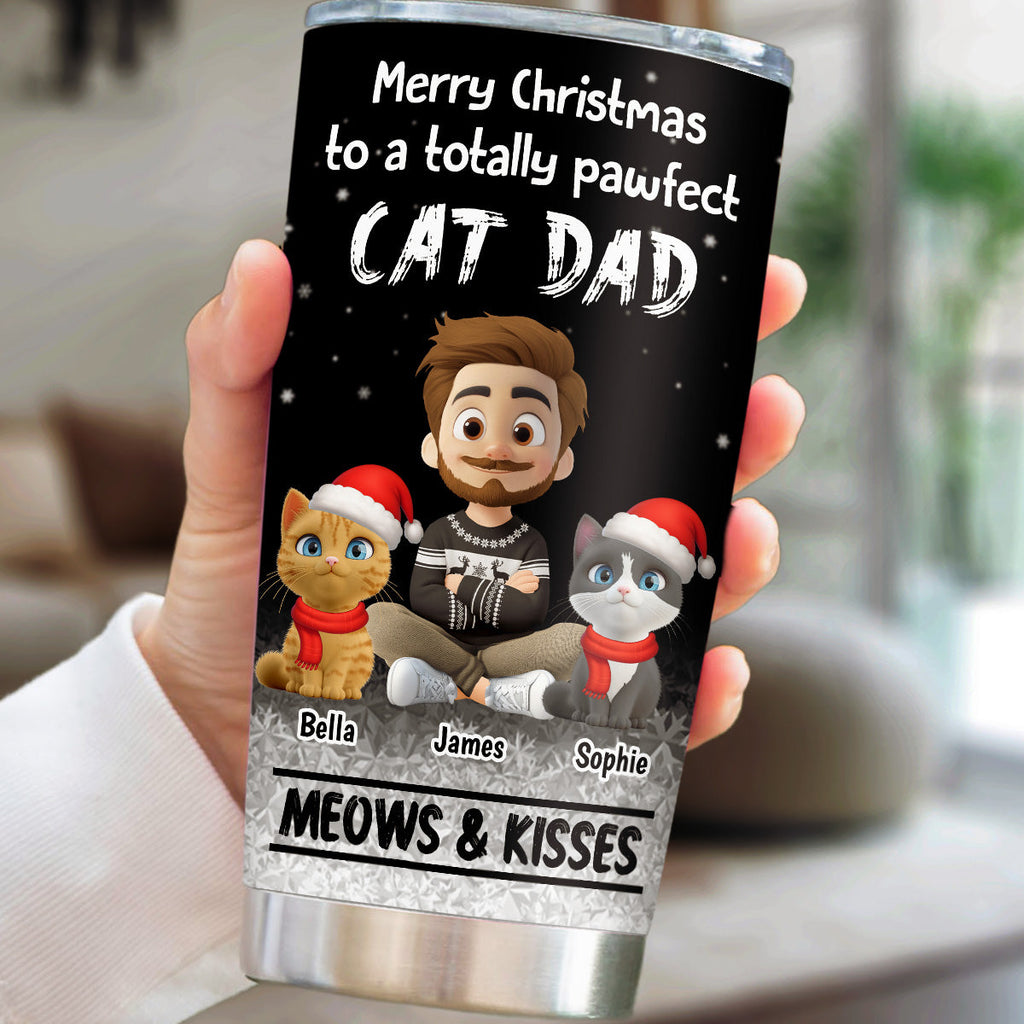 Custom Christmas Birthday Gifts For Cat Lovers • Meow And Kiss Are All You Need - Personalized Tumbler