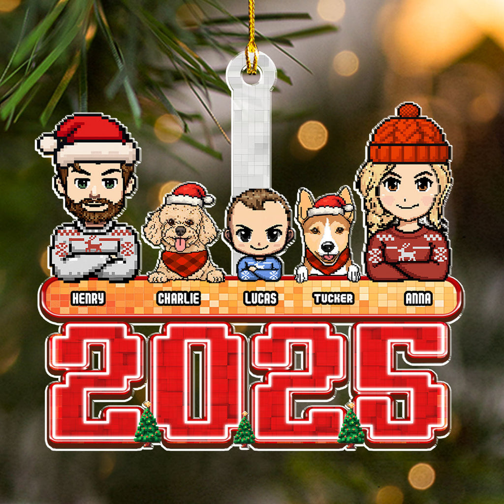 Custom Christmas Decor Home Birthday Gifts For Dog Lovers • Family Pixel 2025 - Personalized Acrylic Ornament