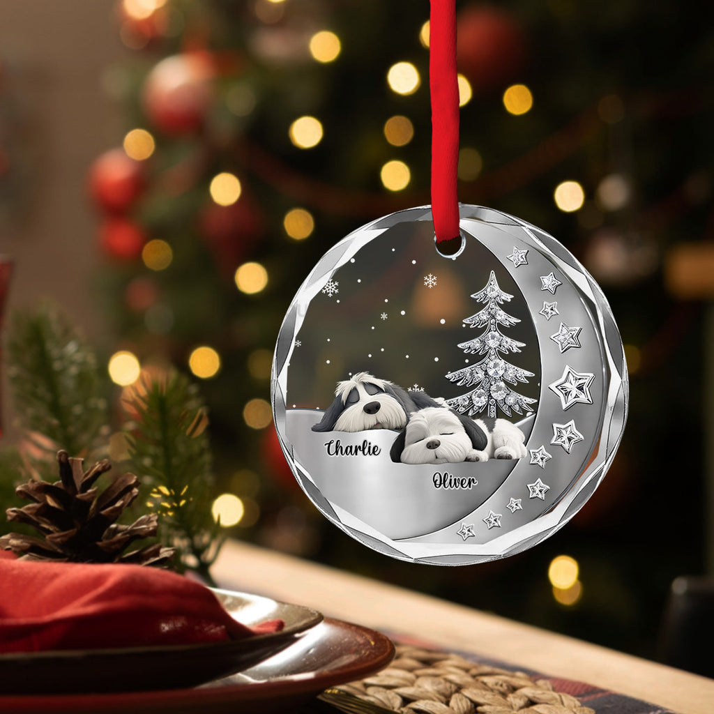 Custom Christmas Memorial Sympathy Gifts For Dogs, Cats • Beside You - Personalized 3D Effect Glass Ornament