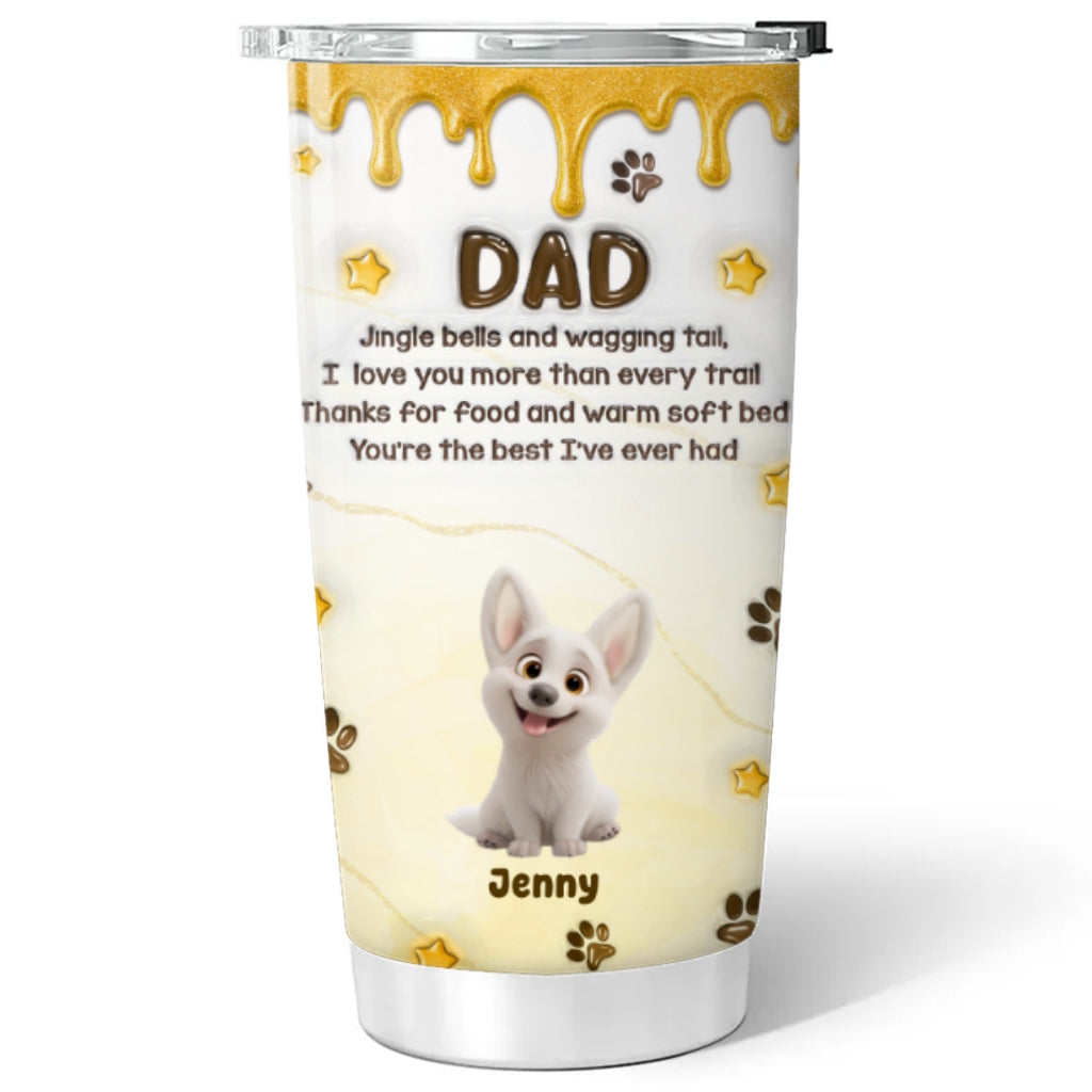 Custom Christmas Birthday Gifts For Dog Lovers • Jingle Bells And Wagging Tail - Personalized 3D Effect Tumbler