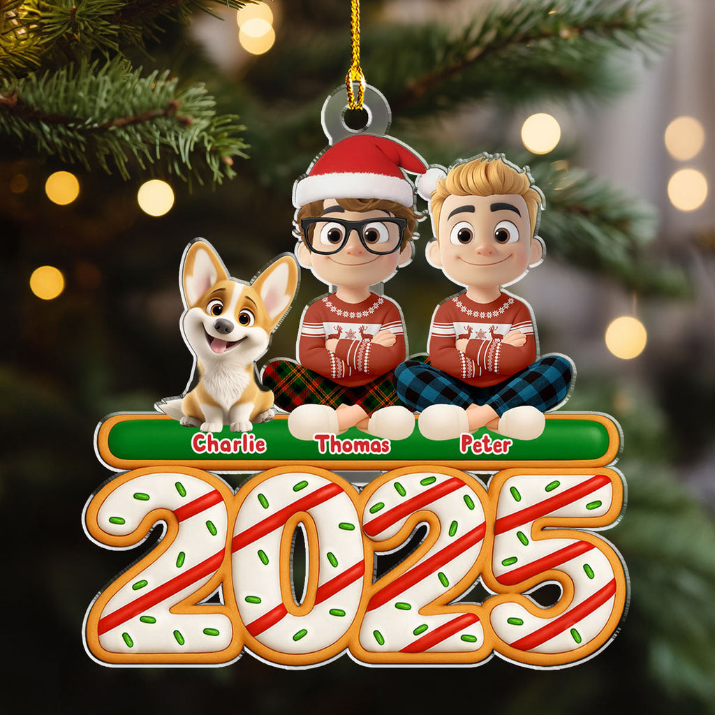Custom Christmas Decor Home Birthday Gifts For Dog Lovers • Couple And Dog Tree Cake - Personalized Acrylic Ornament