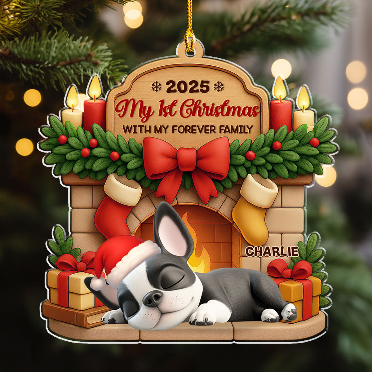Custom Christmas Decor Home Birthday Gifts For Dog Mom, Dog Lovers • As A Family Member - Personalized 3D Effect Acrylic Ornament