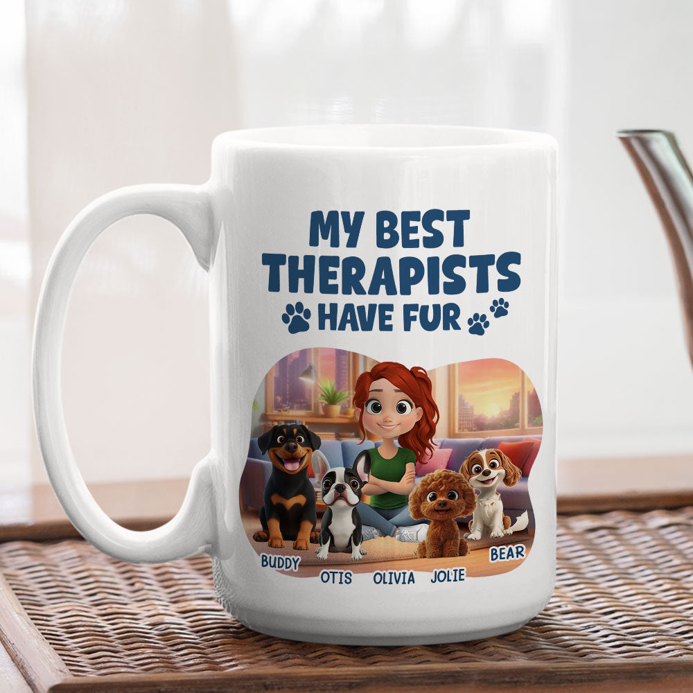 Custom Mother's day Birthday Gifts For Dog Mom, Dog Lovers • Best Therapist Has Fur - Personalized Coffee Mug