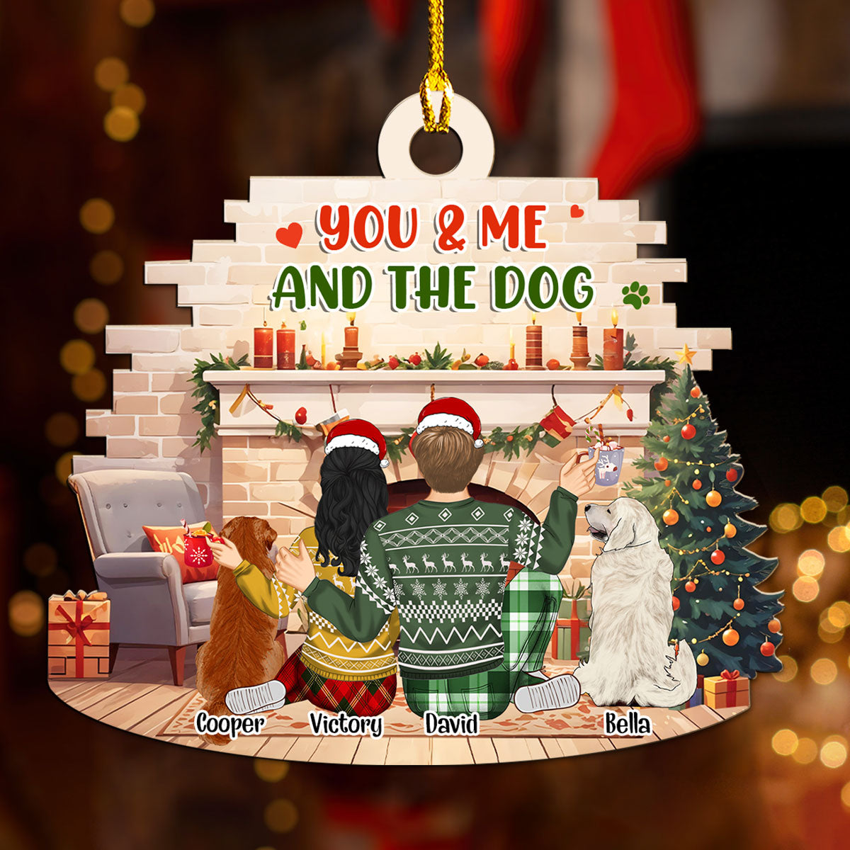 You Me Our Dogs Family - Personalized Wood Ornament