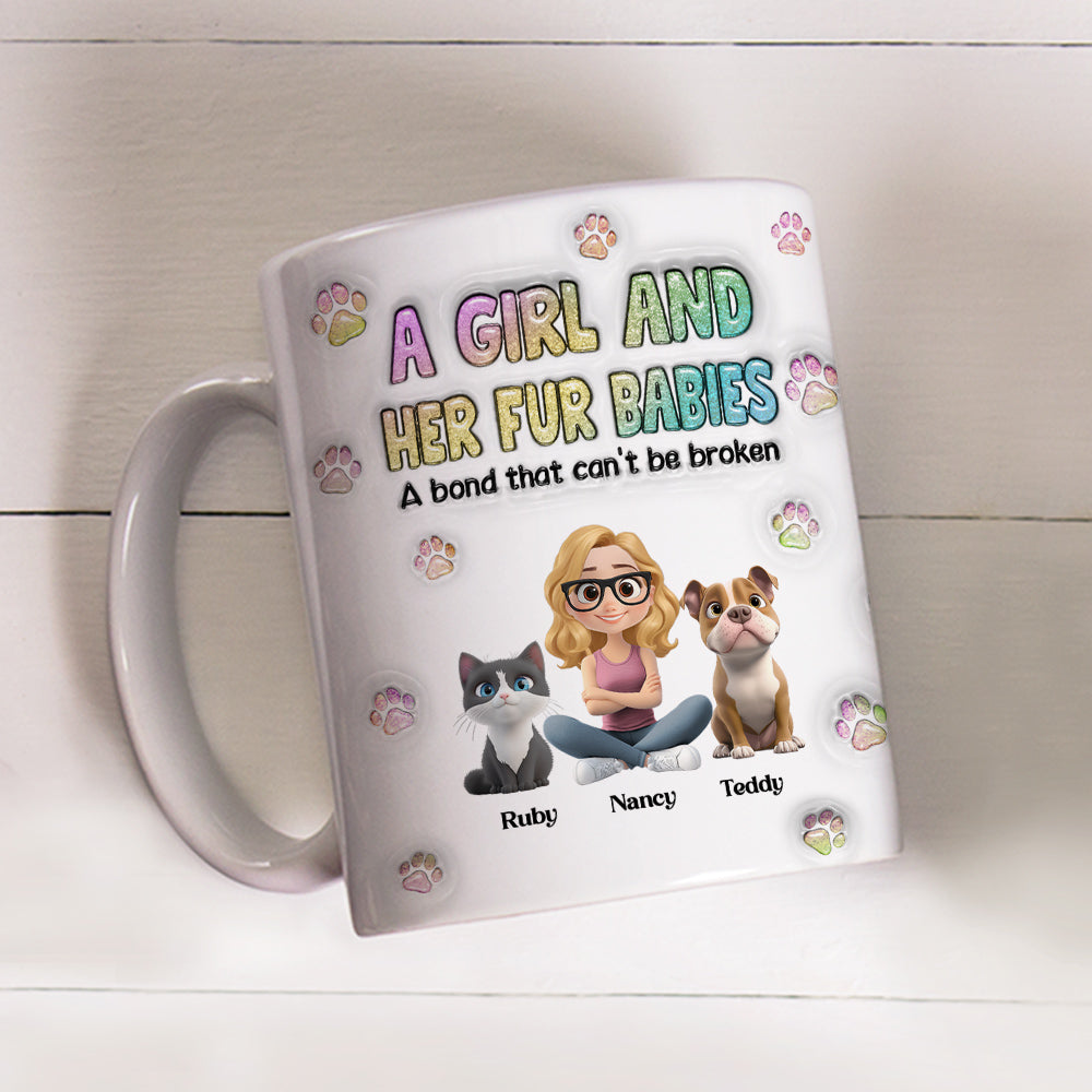 Custom Christmas Birthday Gifts For Dog Mom, Dog Lovers • A Girl And Her Fur Babies - Personalized 3D Inflated Effect Mug