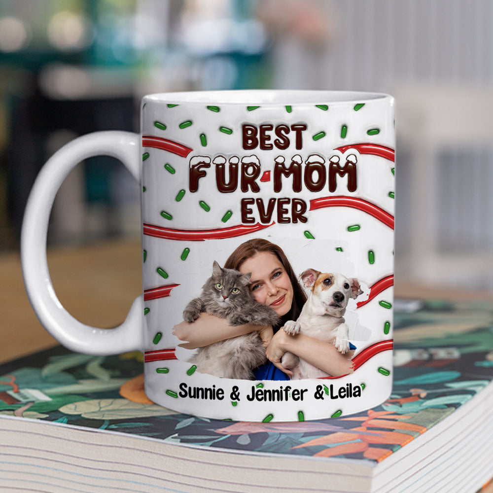 Custom Photo Mother's day Birthday Gifts For Cat Mom, Cat Lovers • Best Dog Mom Dad Cake Pet Photo - Personalized 3D Inflated Effect Mug