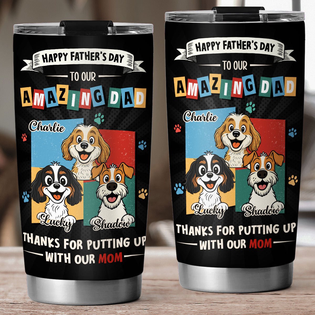 Custom Father's day Birthday Gifts For Dog Dad, Dog Lovers • Dog Approved Dad - Personalized Tumbler