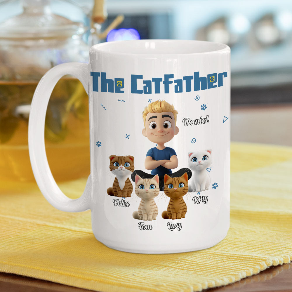 Custom Christmas Birthday Gifts For Cat Dad, Cat Lovers • I Am The Catfather - Personalized Coffee Mug
