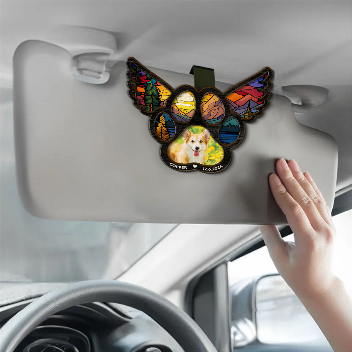 Pawprints On My Heart - Personalized Car Visor Clip
