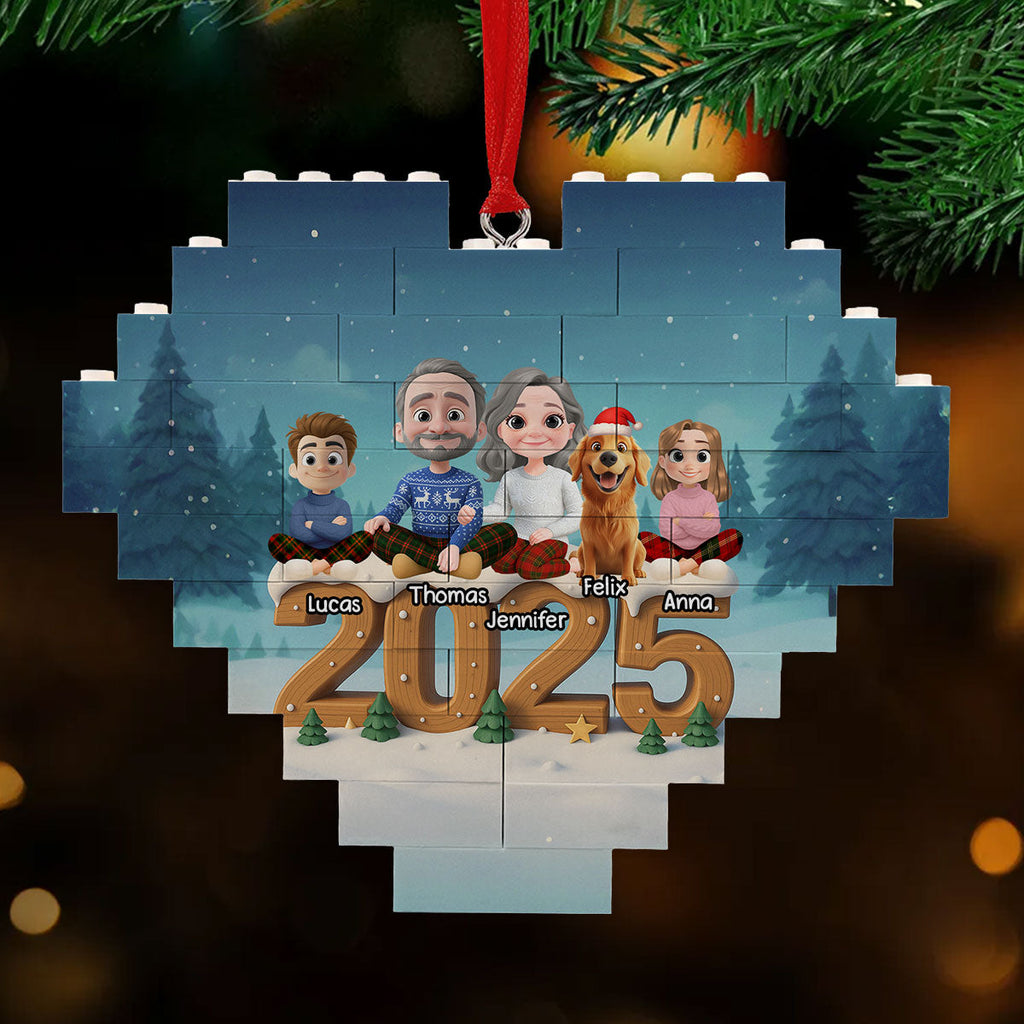 Custom Christmas Decor Home Birthday Gifts For Dog Lovers • As A Family Now Onwards - Personalized 3D Effect Heart Puzzle Ornament