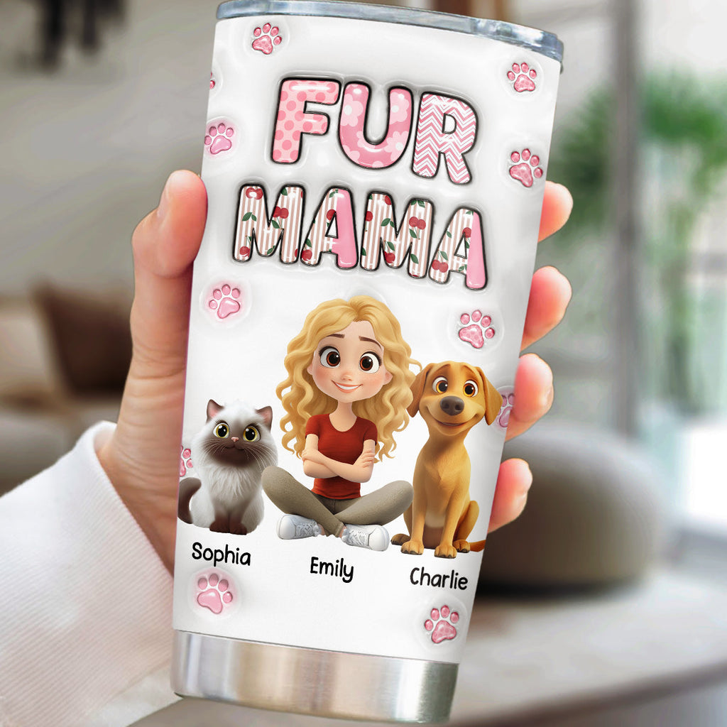 Custom Christmas Birthday Gifts For Pet Mom, Pet Lovers • Cherry On Top Fur Version 2 - Personalized 3D Inflated Effect Tumbler