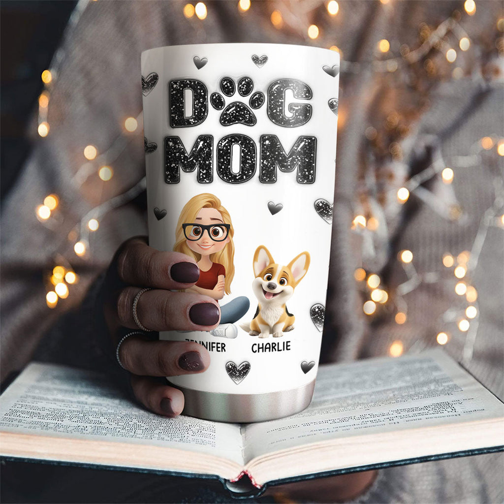 Custom Christmas Birthday Gifts For Dog Mom, Dog Lovers • Adore You - Personalized 3D Inflated Effect Tumbler