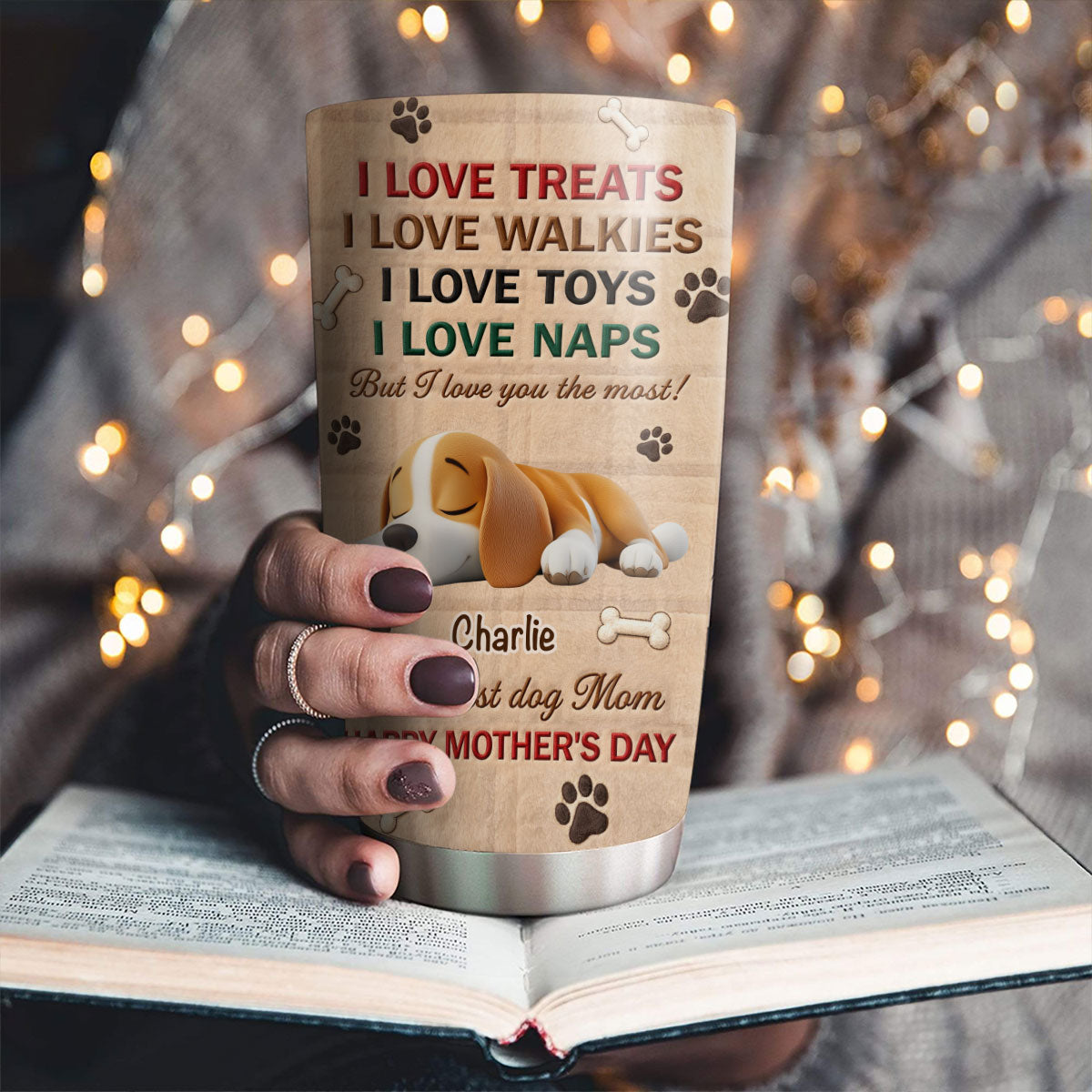 Custom Mother's day Birthday Gifts For Dog Mom, Dog Lovers • We Love You The Most Stuffy Ver 2 - Personalized 3D Effect Tumbler